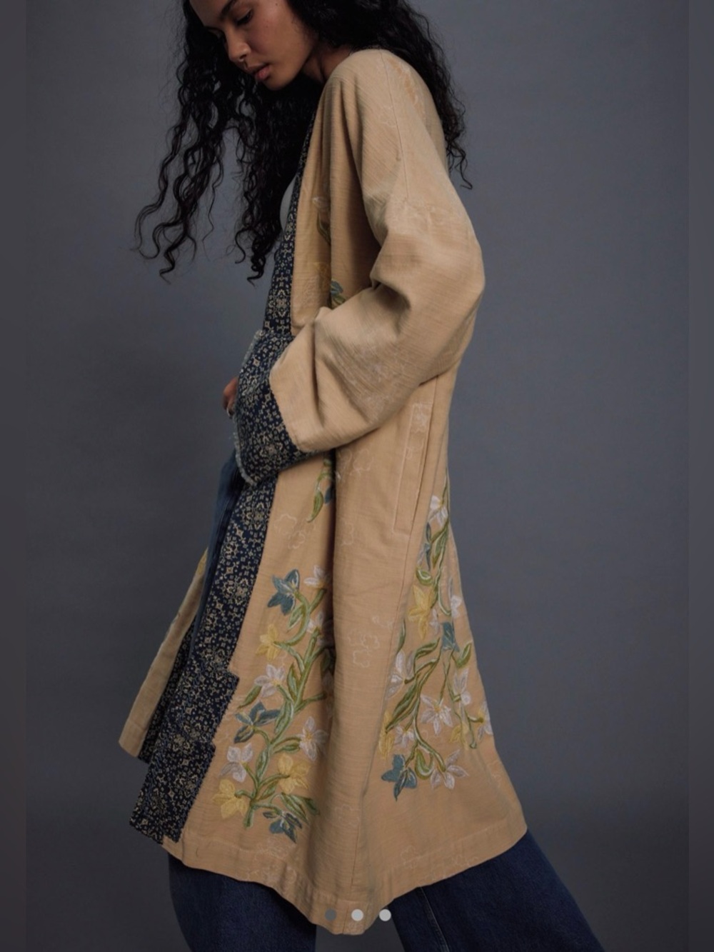 Free People Henlow Embroidered Duster in Yellow - Picture 3 of 4